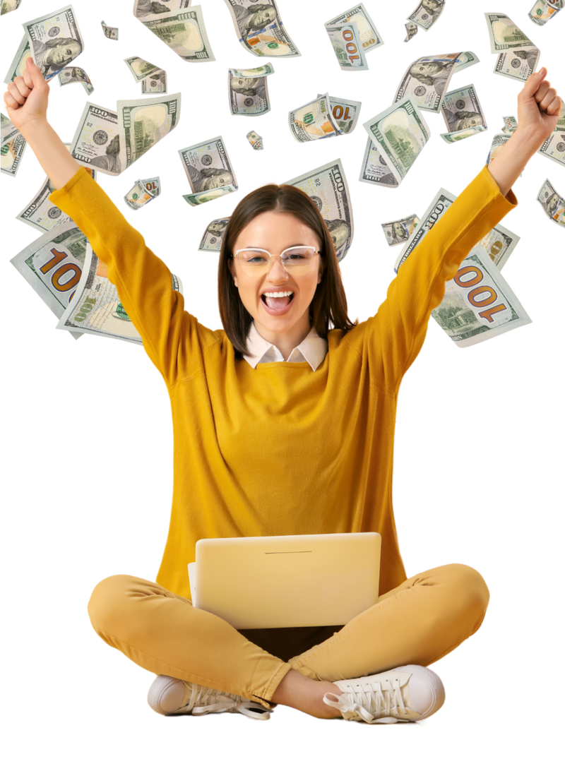 Happy person with laptop